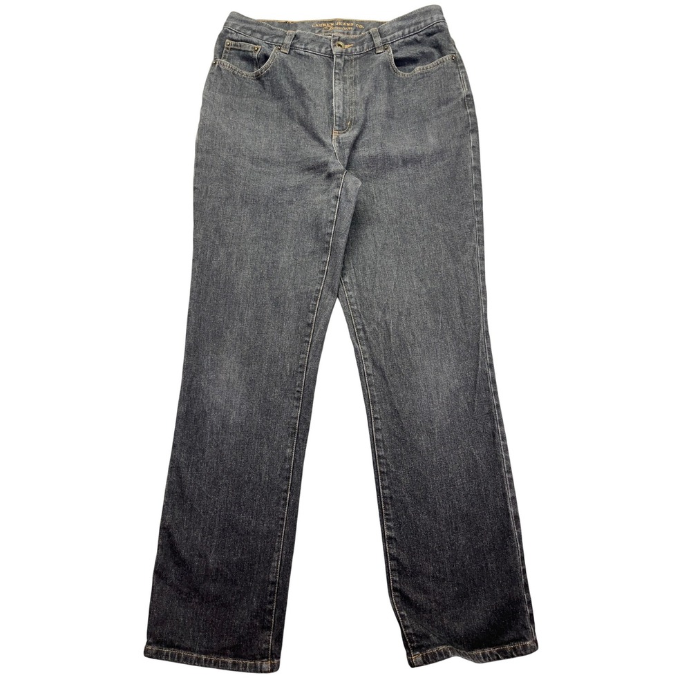 Lauren Jeans Co Premium Denim Jeans Black Wash Straight‎ Leg Women's 10 Fits 30"